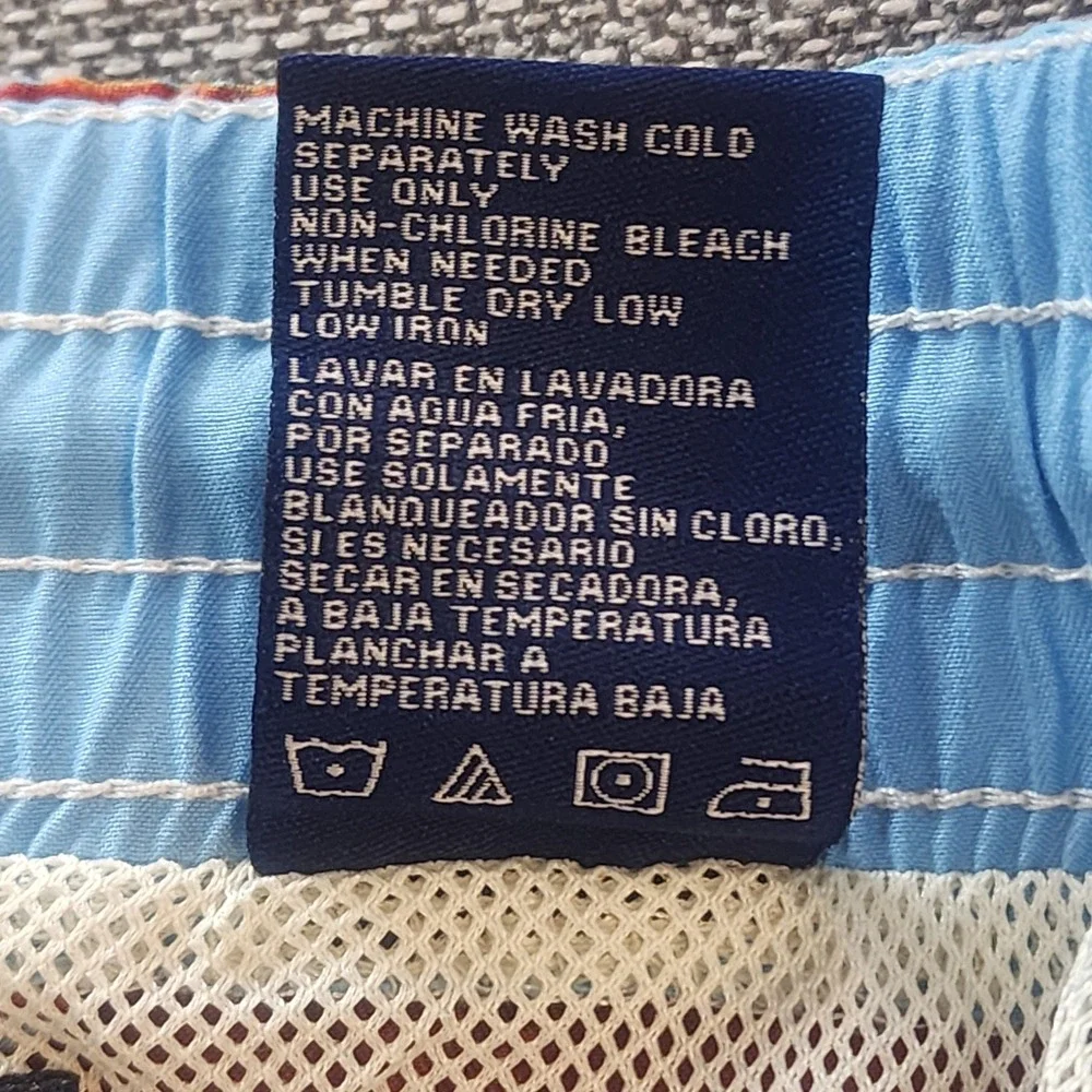 Caribbean Joe Mens XL Swim Trunks Red Striped Board Shorts Beachwear